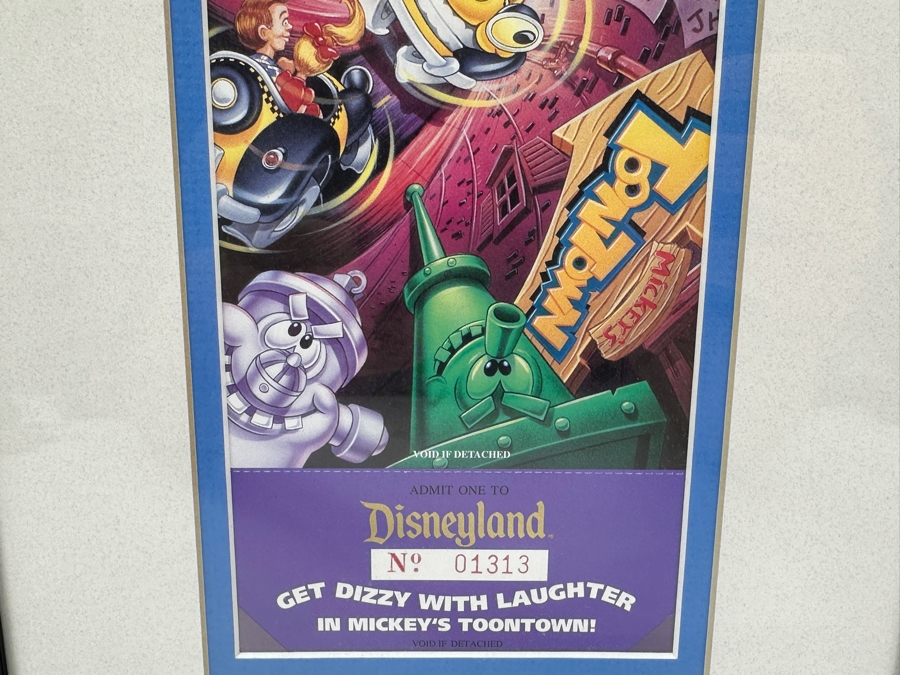 Vintage 1994 Framed Disneyland Unused Roger Rabbit's Car Toon Spin In Mickey's Toontown Commemorative Passport Ticket 9 X 19 [Photo 7]