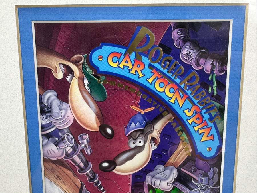 Vintage 1994 Framed Disneyland Unused Roger Rabbit's Car Toon Spin In Mickey's Toontown Commemorative Passport Ticket 9 X 19 [Photo 3]