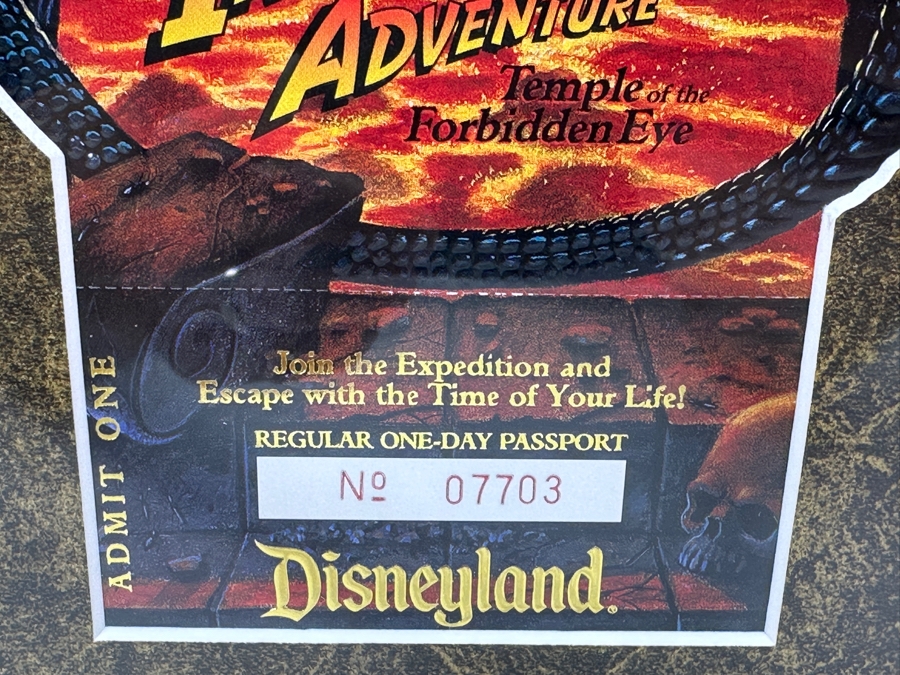 Vintage 1995 Framed Disneyland Unused Indiana Jones Adventure Temple Of The Forbidden Eye Commemorative Passport Ticket 11 X 22 [Photo 6]