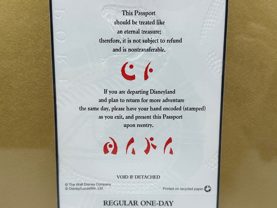 Vintage 1995 Framed Disneyland Unused Indiana Jones Adventure Temple Of The Forbidden Eye Commemorative Passport Ticket 11 X 22 [Photo 13]