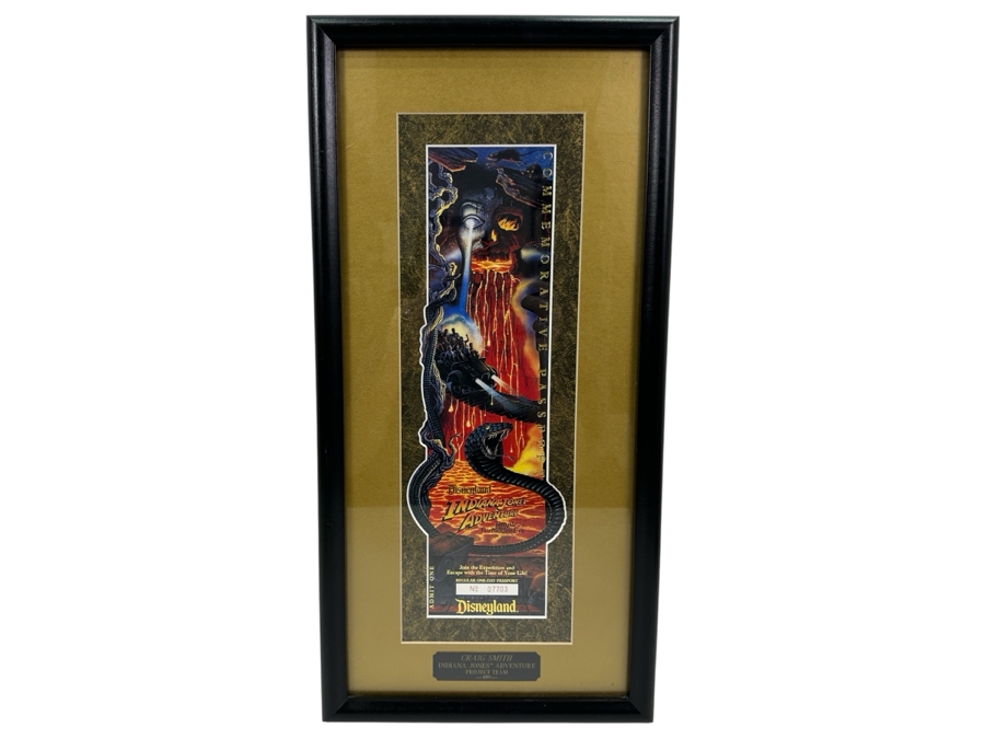 Vintage 1995 Framed Disneyland Unused Indiana Jones Adventure Temple Of The Forbidden Eye Commemorative Passport Ticket 11 X 22 [Photo 2]