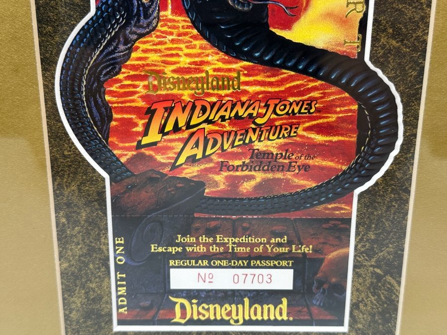 Vintage 1995 Framed Disneyland Unused Indiana Jones Adventure Temple Of The Forbidden Eye Commemorative Passport Ticket 11 X 22 [Photo 7]