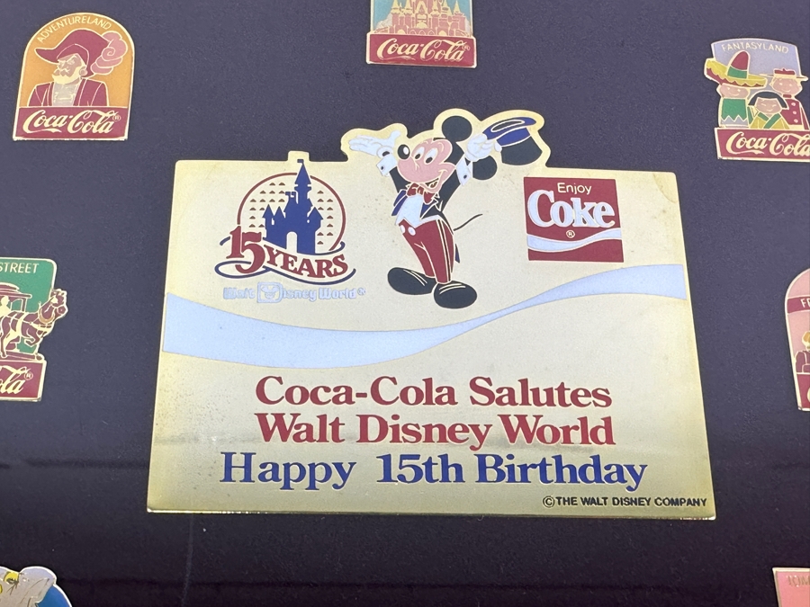 Walt Disney World Coca-Cola 15 Years Anniversay Disney Trading Pins - 60 Pins Framed 26 X 22 [Photo 15]