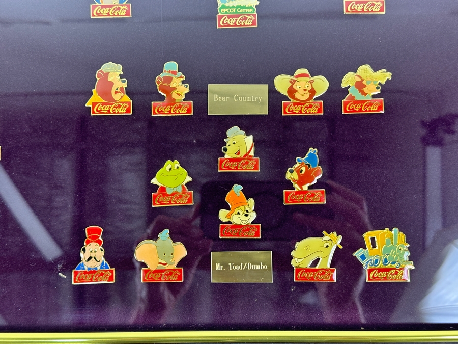 Walt Disney World Coca-Cola 15 Years Anniversay Disney Trading Pins - 60 Pins Framed 26 X 22 [Photo 11]