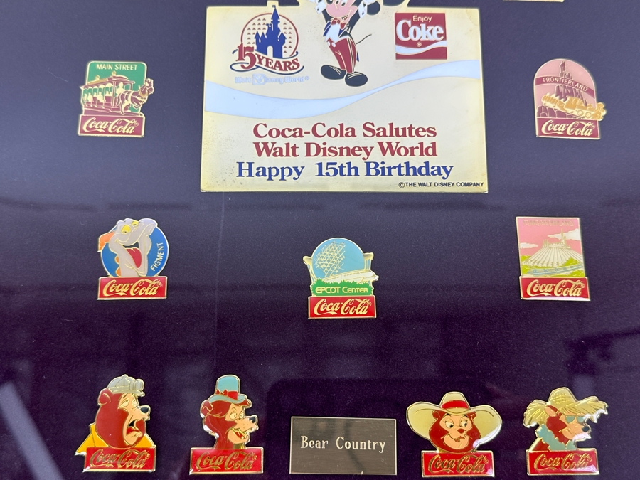 Walt Disney World Coca-Cola 15 Years Anniversay Disney Trading Pins - 60 Pins Framed 26 X 22 [Photo 10]