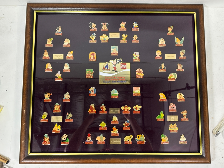 Walt Disney World Coca-Cola 15 Years Anniversay Disney Trading Pins - 60 Pins Framed 26 X 22 [Photo 2]