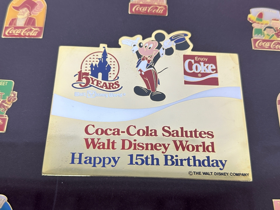 Walt Disney World Coca-Cola 15 Years Anniversay Disney Trading Pins - 60 Pins Framed 26 X 22 [Photo 3]