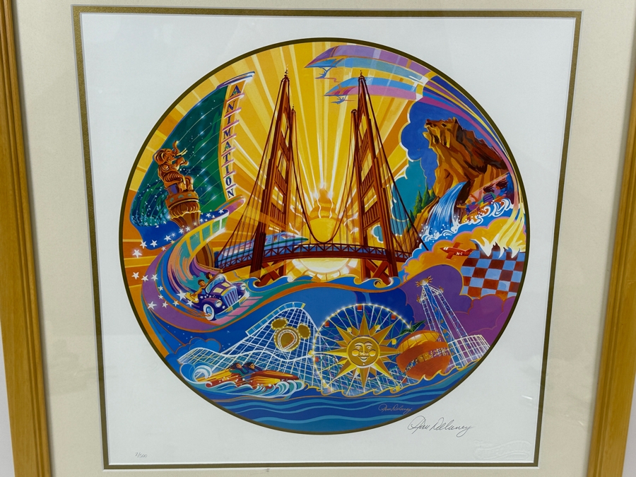 Tim Delaney (Executive Designer For Walt Disney Imagineering) Disney's California Adventure Limited Edition Lithograph Hand Signed By Tim Delaney Numbered 2 Of 500 17 X 17 Framed 24.5 X 26
