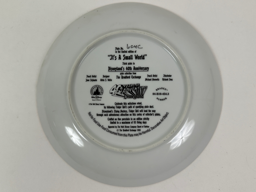Disneyland 'It's A Small World' Limited Edition Plate Celebrating Disneyland's 40th Anniversary 1996 Bradford Exchange 8'W [Photo 4]