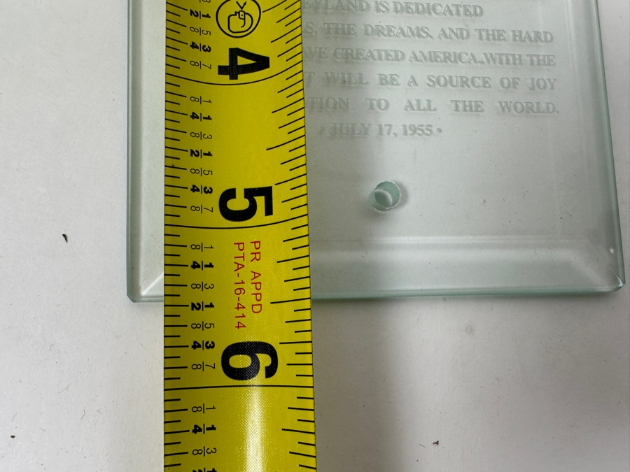 Etched Glass Disneyland Plaque 'To All Who Come To This Happy Place - Welcome - Disneyland Is Your Land. Here Age Relives Fond Memories Of The Past...' 4 X 5.5 [Photo 5]