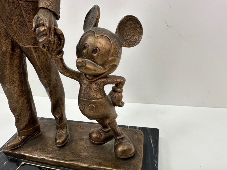 Walt Disney And Mickey Mouse Resin Partners Statue By Blaine Gibson Presented To Disneyland Cast Member Craig Smith 'Part Of The Disney Magic For 33 Years... We'll Miss You! May 2001' 10W X 5.5D X 14.5H [Photo 14]
