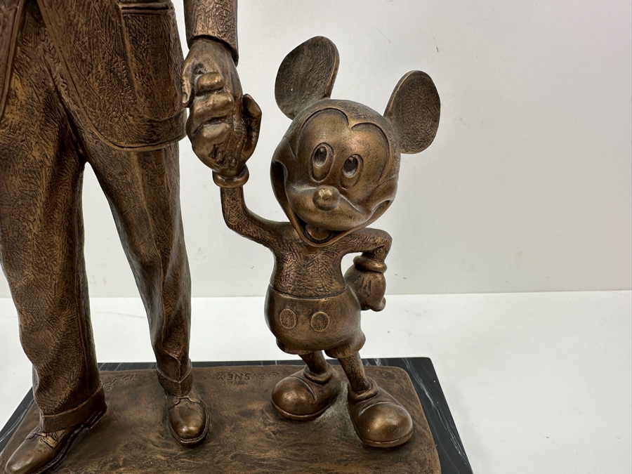 Walt Disney And Mickey Mouse Resin Partners Statue By Blaine Gibson Presented To Disneyland Cast Member Craig Smith 'Part Of The Disney Magic For 33 Years... We'll Miss You! May 2001' 10W X 5.5D X 14.5H [Photo 13]