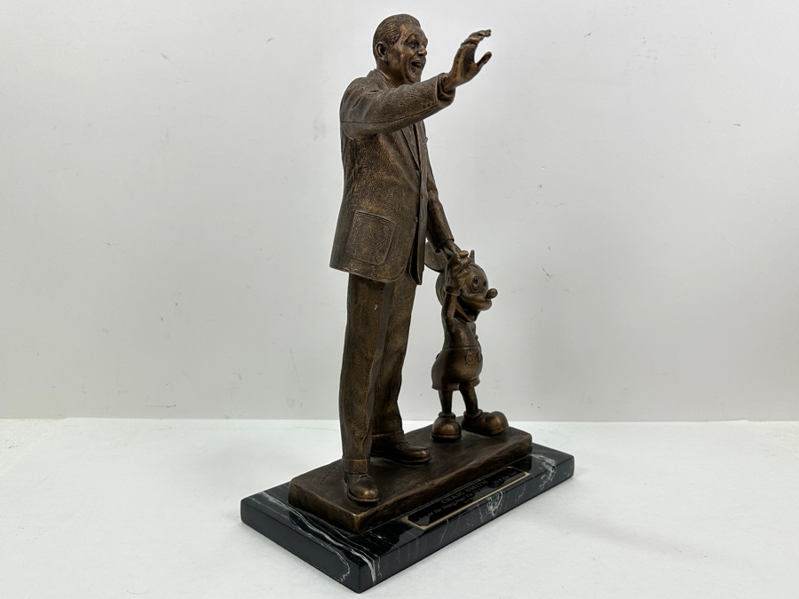 Walt Disney And Mickey Mouse Resin Partners Statue By Blaine Gibson Presented To Disneyland Cast Member Craig Smith 'Part Of The Disney Magic For 33 Years... We'll Miss You! May 2001' 10W X 5.5D X 14.5H [Photo 9]