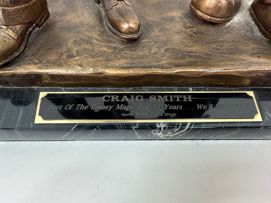 Walt Disney And Mickey Mouse Resin Partners Statue By Blaine Gibson Presented To Disneyland Cast Member Craig Smith 'Part Of The Disney Magic For 33 Years... We'll Miss You! May 2001' 10W X 5.5D X 14.5H [Photo 3]