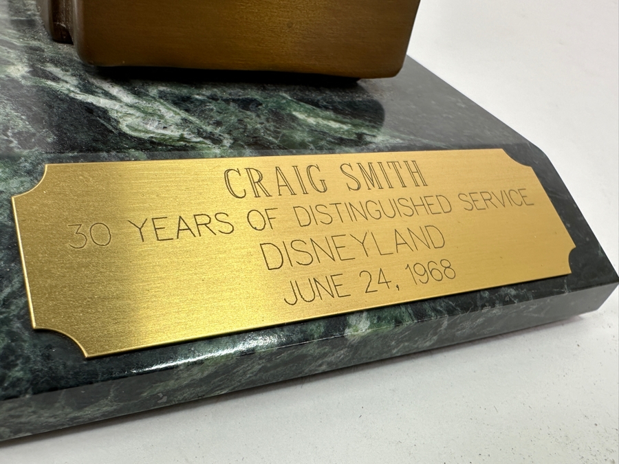 Rare Disneyland Cast Member 30 Years Of Distinguished Service Award Bronze Jiminy Cricket Sculpture 'Craig Smith 30 Years Of Distinguished Service Disneyland June 24, 1968' 4W X 7D X 7.5H [Photo 7]