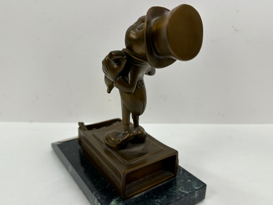 Rare Disneyland Cast Member 30 Years Of Distinguished Service Award Bronze Jiminy Cricket Sculpture 'Craig Smith 30 Years Of Distinguished Service Disneyland June 24, 1968' 4W X 7D X 7.5H [Photo 8]