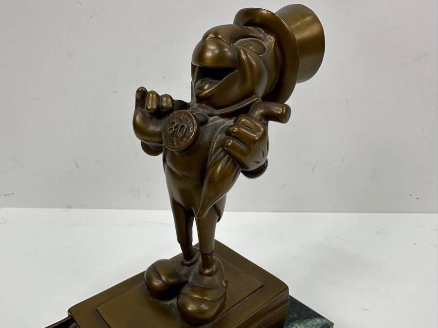 Rare Disneyland Cast Member 30 Years Of Distinguished Service Award Bronze Jiminy Cricket Sculpture 'Craig Smith 30 Years Of Distinguished Service Disneyland June 24, 1968' 4W X 7D X 7.5H [Photo 5]
