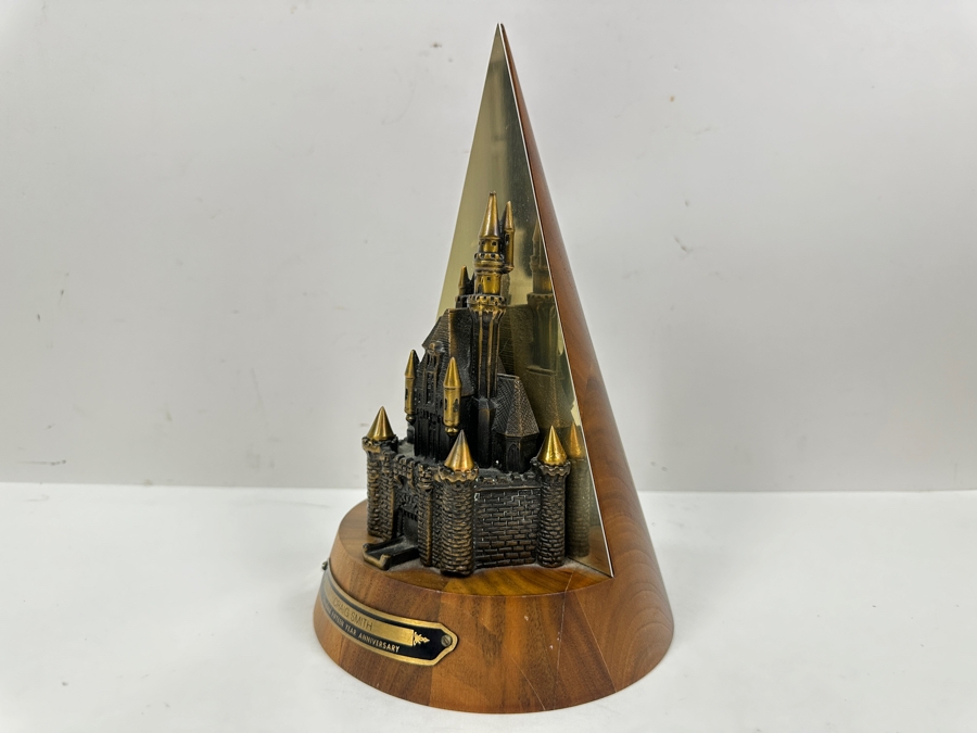 Rare Disneyland 15th Year Anniversary Cast Member Service Award For Craig Smith Sleeping Beauty Castle Bronze Statue On Wooden Base 10'H [Photo 10]
