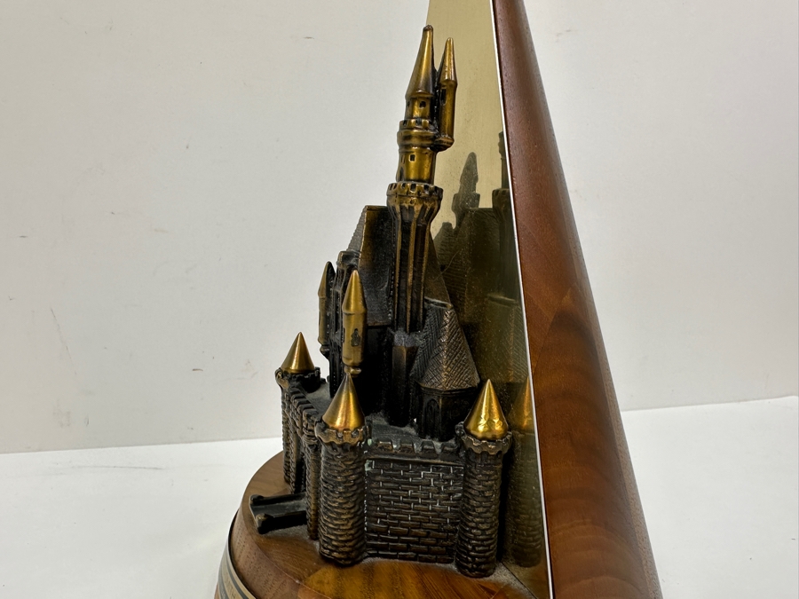 Rare Disneyland 15th Year Anniversary Cast Member Service Award For Craig Smith Sleeping Beauty Castle Bronze Statue On Wooden Base 10'H [Photo 11]
