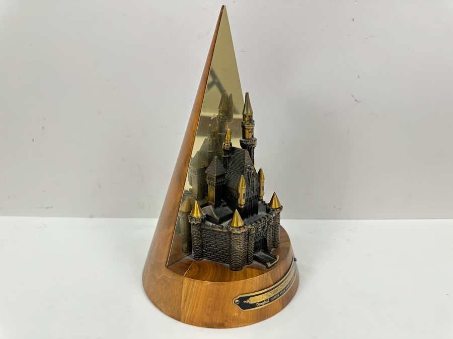 Rare Disneyland 15th Year Anniversary Cast Member Service Award For Craig Smith Sleeping Beauty Castle Bronze Statue On Wooden Base 10'H [Photo 7]