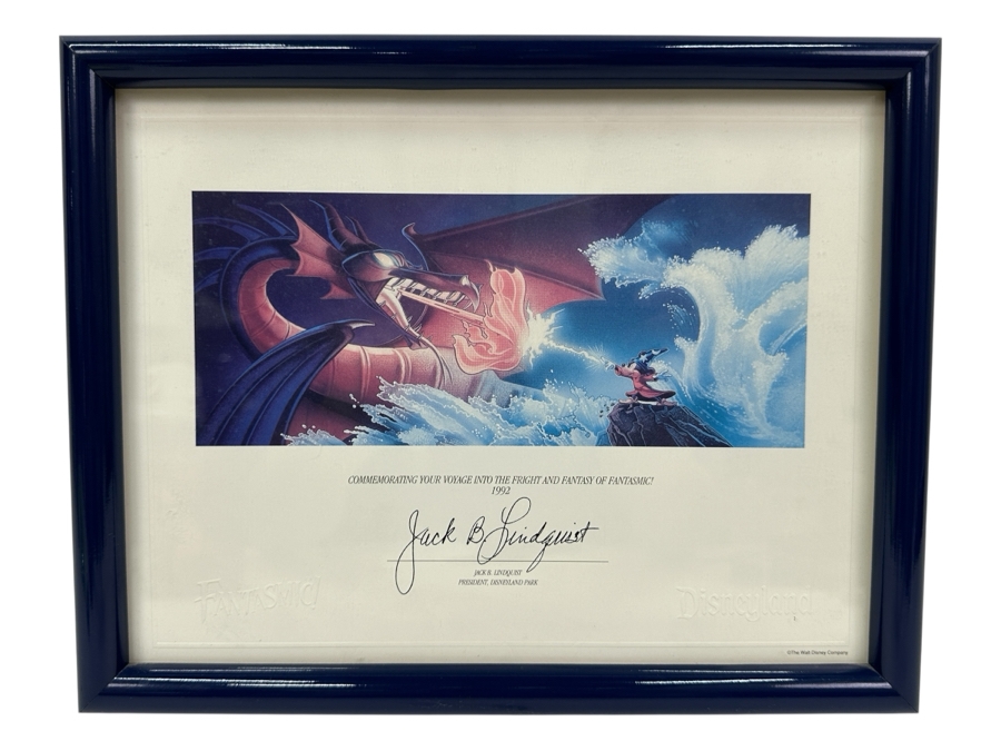 1992 Fantasmic! Commemorative Certificate From Disneyland Park Professionally Framed 12 X 9.5 [Photo 2]