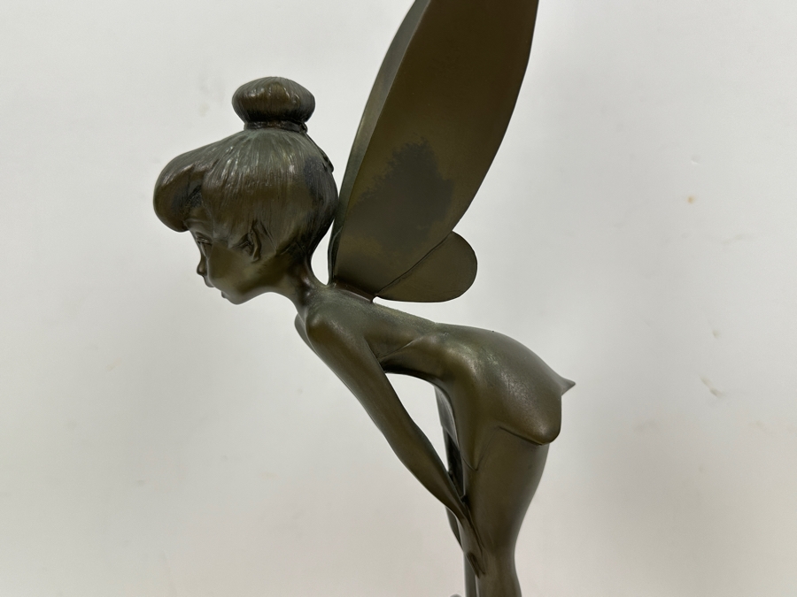 Rare Disneyland Cast Member 25 Years Of Distinguished Service Award Bronze Tinker Bell Sculpture On Wooden Base 'Craig Smith 25 Years Of Distinguished Service Disneyland June 24, 1968' 13.5H [Photo 12]