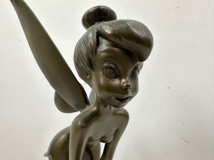 Rare Disneyland Cast Member 25 Years Of Distinguished Service Award Bronze Tinker Bell Sculpture On Wooden Base 'Craig Smith 25 Years Of Distinguished Service Disneyland June 24, 1968' 13.5H [Photo 5]