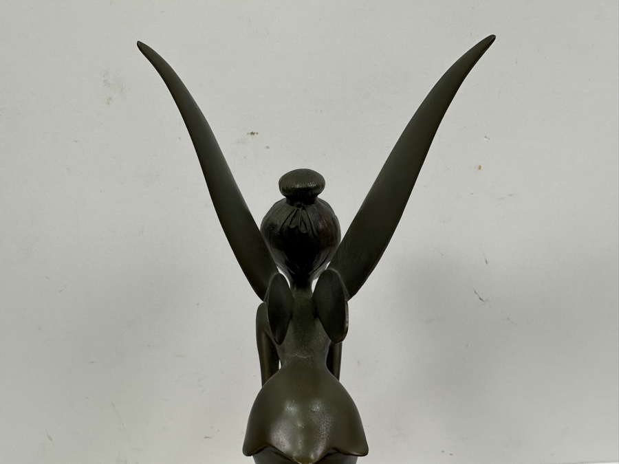 Rare Disneyland Cast Member 25 Years Of Distinguished Service Award Bronze Tinker Bell Sculpture On Wooden Base 'Craig Smith 25 Years Of Distinguished Service Disneyland June 24, 1968' 13.5H [Photo 14]