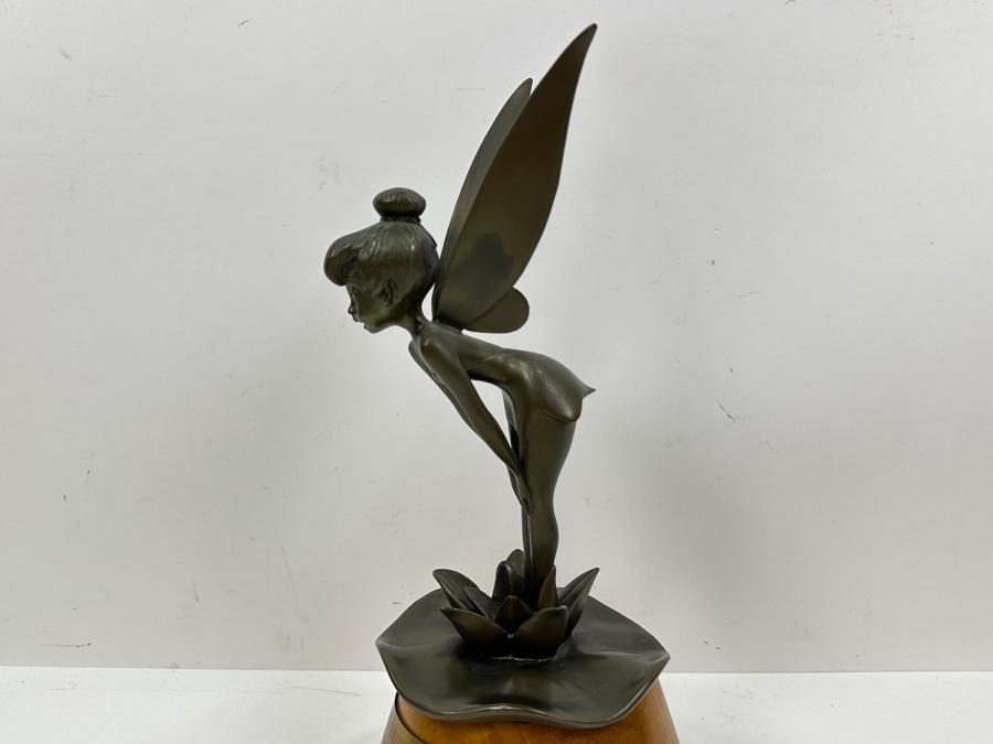 Rare Disneyland Cast Member 25 Years Of Distinguished Service Award Bronze Tinker Bell Sculpture On Wooden Base 'Craig Smith 25 Years Of Distinguished Service Disneyland June 24, 1968' 13.5H [Photo 11]