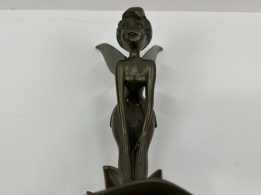 Rare Disneyland Cast Member 25 Years Of Distinguished Service Award Bronze Tinker Bell Sculpture On Wooden Base 'Craig Smith 25 Years Of Distinguished Service Disneyland June 24, 1968' 13.5H [Photo 20]