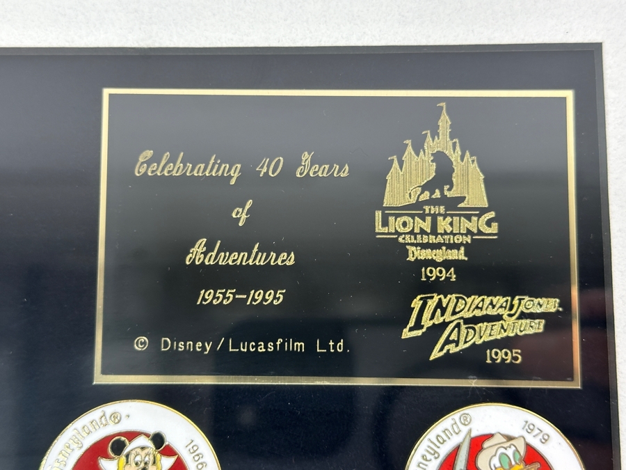 Disneyland Trading Pins Celebrating 40 Years Of Adventures 1955-95 Disney/Lucasfilm Lion King Celebration Disneyland '94 & Indiana Jones Adventures '95: Jungle Cruise, Matterhorn Bobsleds, It's A Small World, Space Mountain & Big Thunder Mountain Railroad [Photo 6]