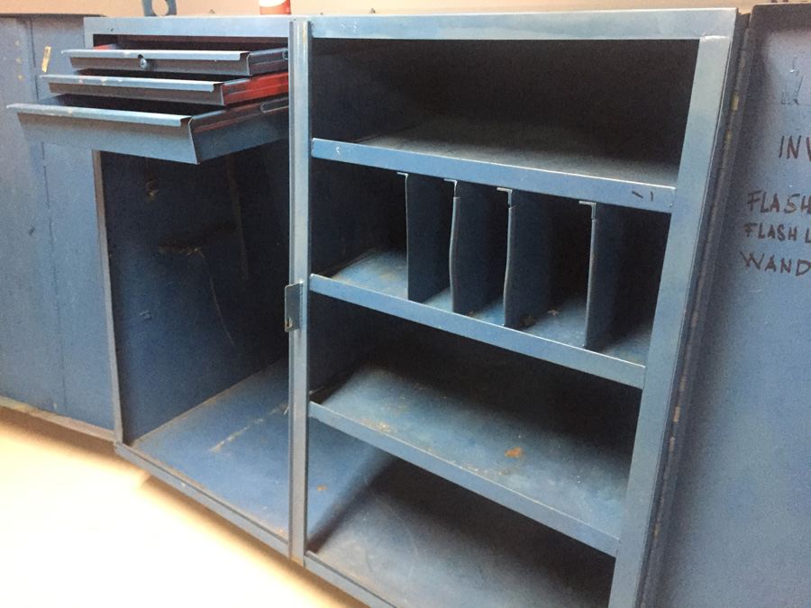 Industrial Blue Metal Cabinet On Casters Used by Post Office During Tax Season [Photo 20]