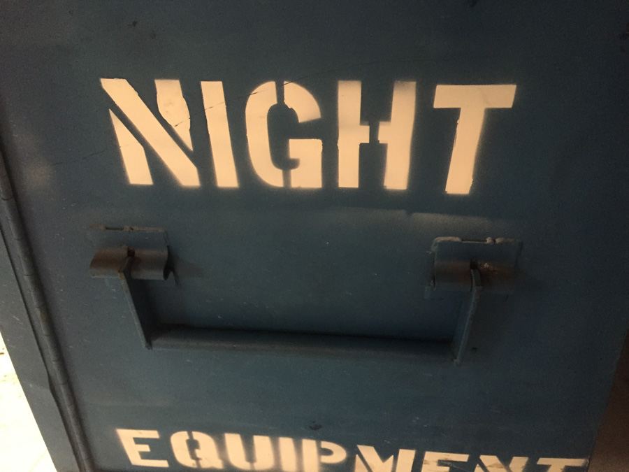 Industrial Blue Metal Cabinet On Casters Used by Post Office During Tax Season [Photo 9]