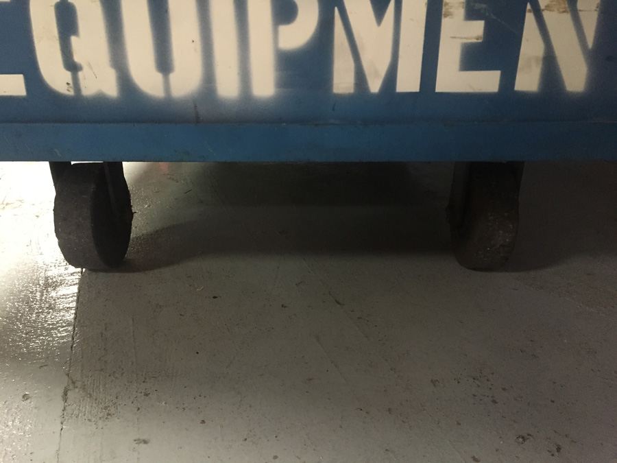 Industrial Blue Metal Cabinet On Casters Used by Post Office During Tax Season [Photo 12]