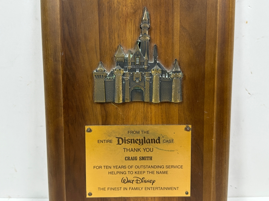 Rare Disneyland 10th Year Anniversary Cast Member Service Award For Craig Smith Sleeping Beauty Castle Wall Plaque 9 X 12 [Photo 4]