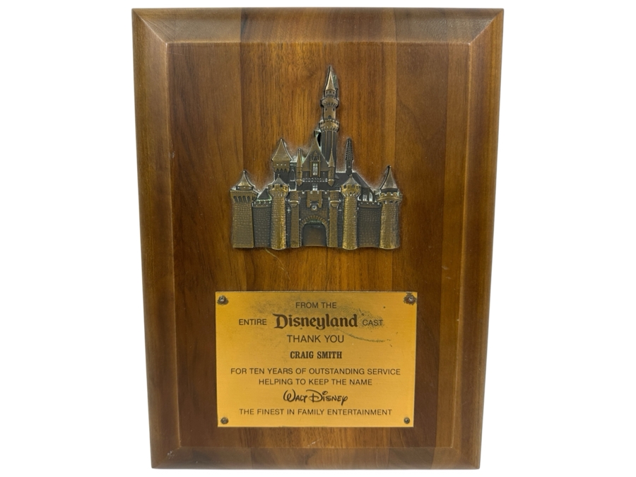 Rare Disneyland 10th Year Anniversary Cast Member Service Award For Craig Smith Sleeping Beauty Castle Wall Plaque 9 X 12