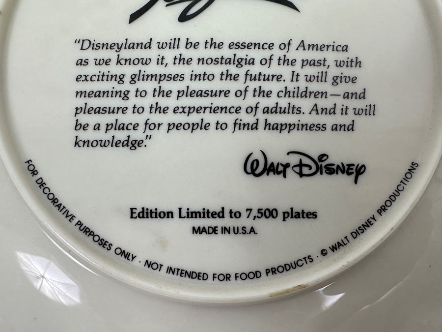 Disneyland 30th Year Anniversary Limited Edition Collector Plate 1955-1985 8.5W [Photo 6]