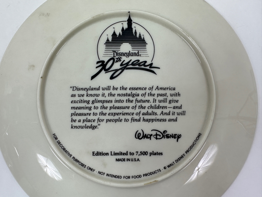 Disneyland 30th Year Anniversary Limited Edition Collector Plate 1955-1985 8.5W [Photo 5]