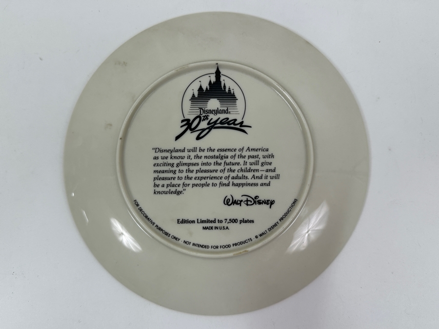 Disneyland 30th Year Anniversary Limited Edition Collector Plate 1955-1985 8.5W [Photo 4]