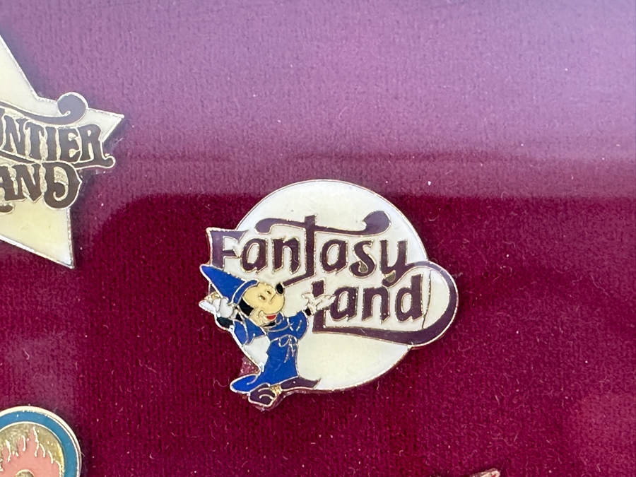 Vintage Disneyland Trading Pins: Frontier Land, Fantasy Land, Tomorrow Land, Main Street U.S.A., Bear Country, New Orleans Square, Adventure Land & Disneyland Framed 9 X 7 [Photo 7]