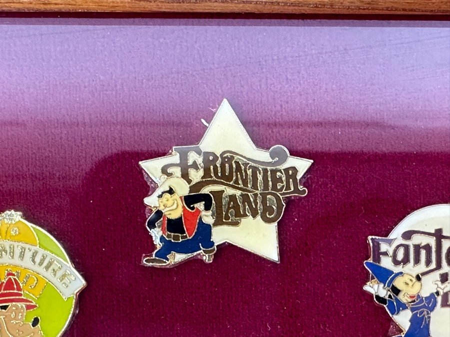Vintage Disneyland Trading Pins: Frontier Land, Fantasy Land, Tomorrow Land, Main Street U.S.A., Bear Country, New Orleans Square, Adventure Land & Disneyland Framed 9 X 7 [Photo 8]