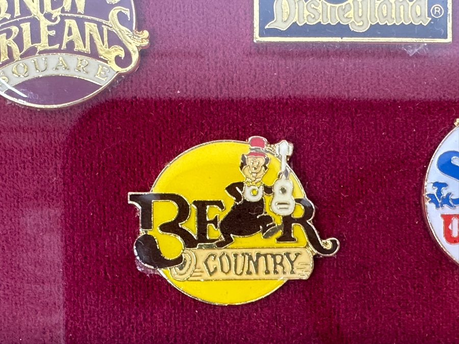 Vintage Disneyland Trading Pins: Frontier Land, Fantasy Land, Tomorrow Land, Main Street U.S.A., Bear Country, New Orleans Square, Adventure Land & Disneyland Framed 9 X 7 [Photo 4]