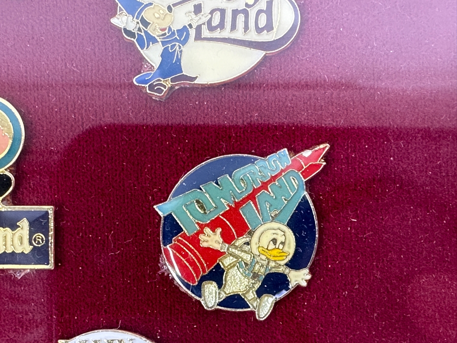 Vintage Disneyland Trading Pins: Frontier Land, Fantasy Land, Tomorrow Land, Main Street U.S.A., Bear Country, New Orleans Square, Adventure Land & Disneyland Framed 9 X 7 [Photo 6]