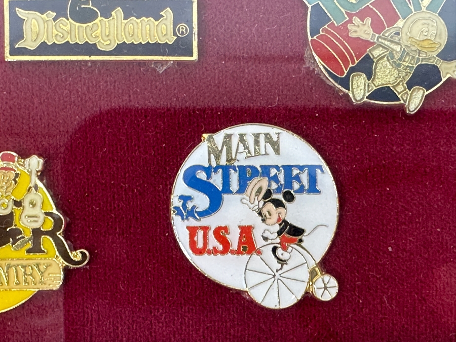 Vintage Disneyland Trading Pins: Frontier Land, Fantasy Land, Tomorrow Land, Main Street U.S.A., Bear Country, New Orleans Square, Adventure Land & Disneyland Framed 9 X 7 [Photo 5]