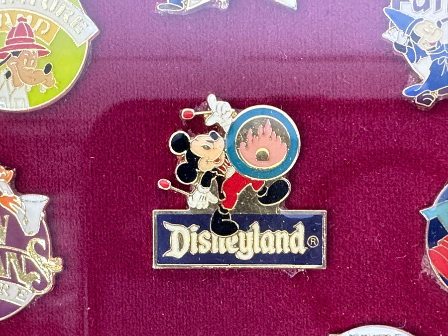 Vintage Disneyland Trading Pins: Frontier Land, Fantasy Land, Tomorrow Land, Main Street U.S.A., Bear Country, New Orleans Square, Adventure Land & Disneyland Framed 9 X 7 [Photo 3]