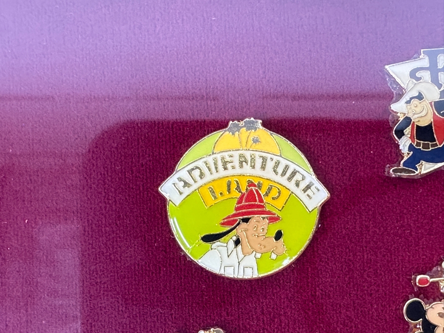 Vintage Disneyland Trading Pins: Frontier Land, Fantasy Land, Tomorrow Land, Main Street U.S.A., Bear Country, New Orleans Square, Adventure Land & Disneyland Framed 9 X 7 [Photo 9]