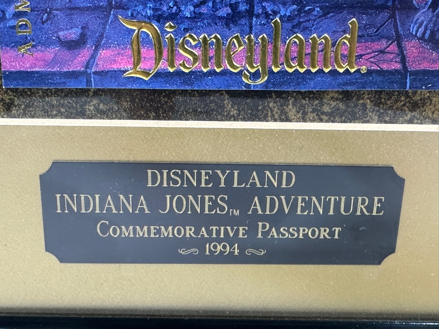 Rare Disneyland Indiana Jones Adventure Commemorative Passport Ticket 1994 Professionally Framed 10.5 X 20.5 [Photo 8]