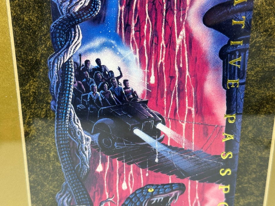 Rare Disneyland Indiana Jones Adventure Commemorative Passport Ticket 1994 Professionally Framed 10.5 X 20.5 [Photo 4]