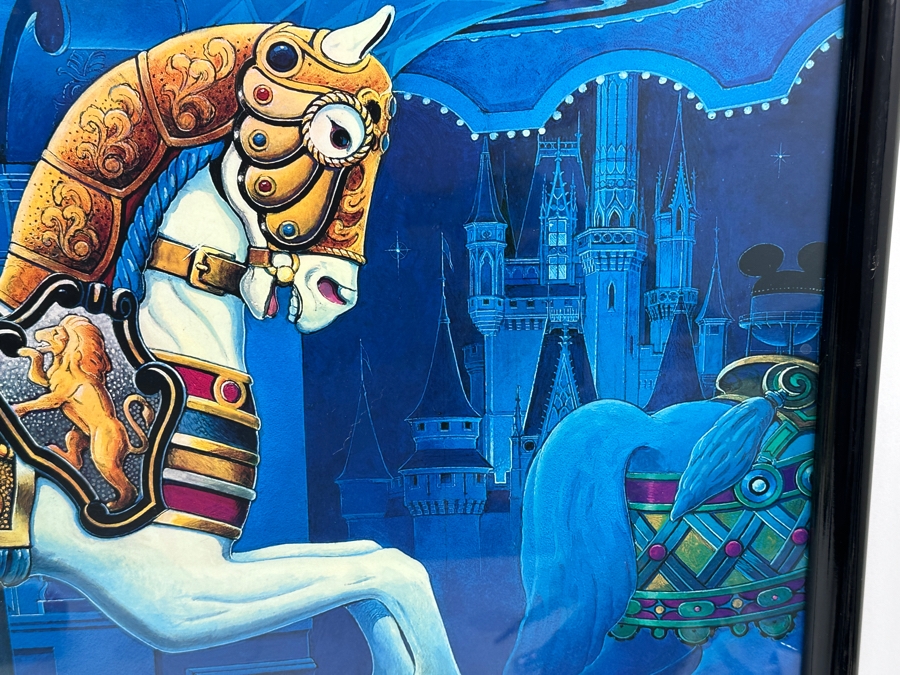 Rare Artist Signed First Disneyana Convention Poster Featuring A Carousel Horse September 24-27, 1998 Walt Disney World Signed By Randy Souders Framed 33.5 X 25.5 [Photo 4]