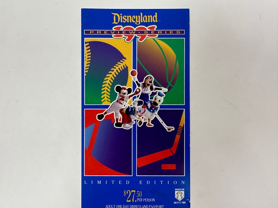 Unused Disneyland 1991 Preview Series Limited Edition Adult One Day Disneyland Passport Ticket [Photo 2]
